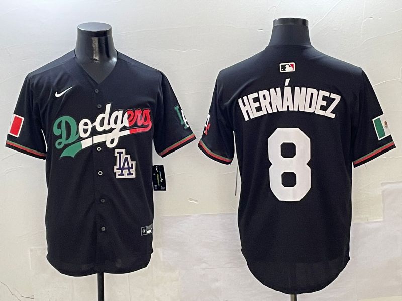 Men Los Angeles Dodgers #8 Hernandez Black Mexico Nike 2025 MLB Jersey style 10